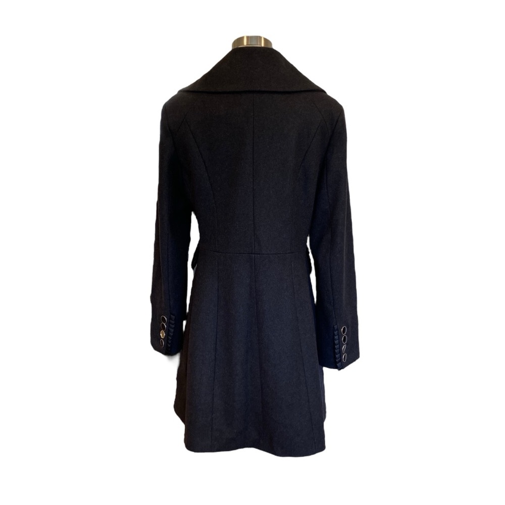 Betsey Johnson Wool Longline Coat In Dark Grey Size 8 - Picture 9 of 12